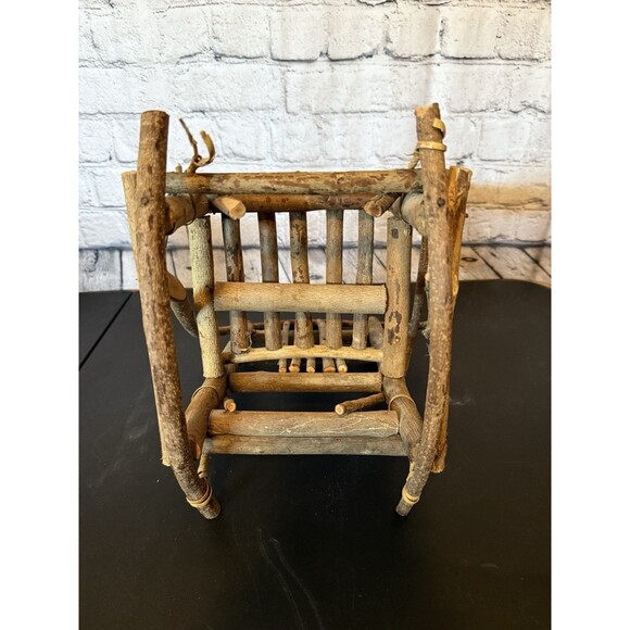 Rustic Bent Wood Twig Dollhouse Rocking Chair Primitive Folk Art Furniture - Picture 7 of 10